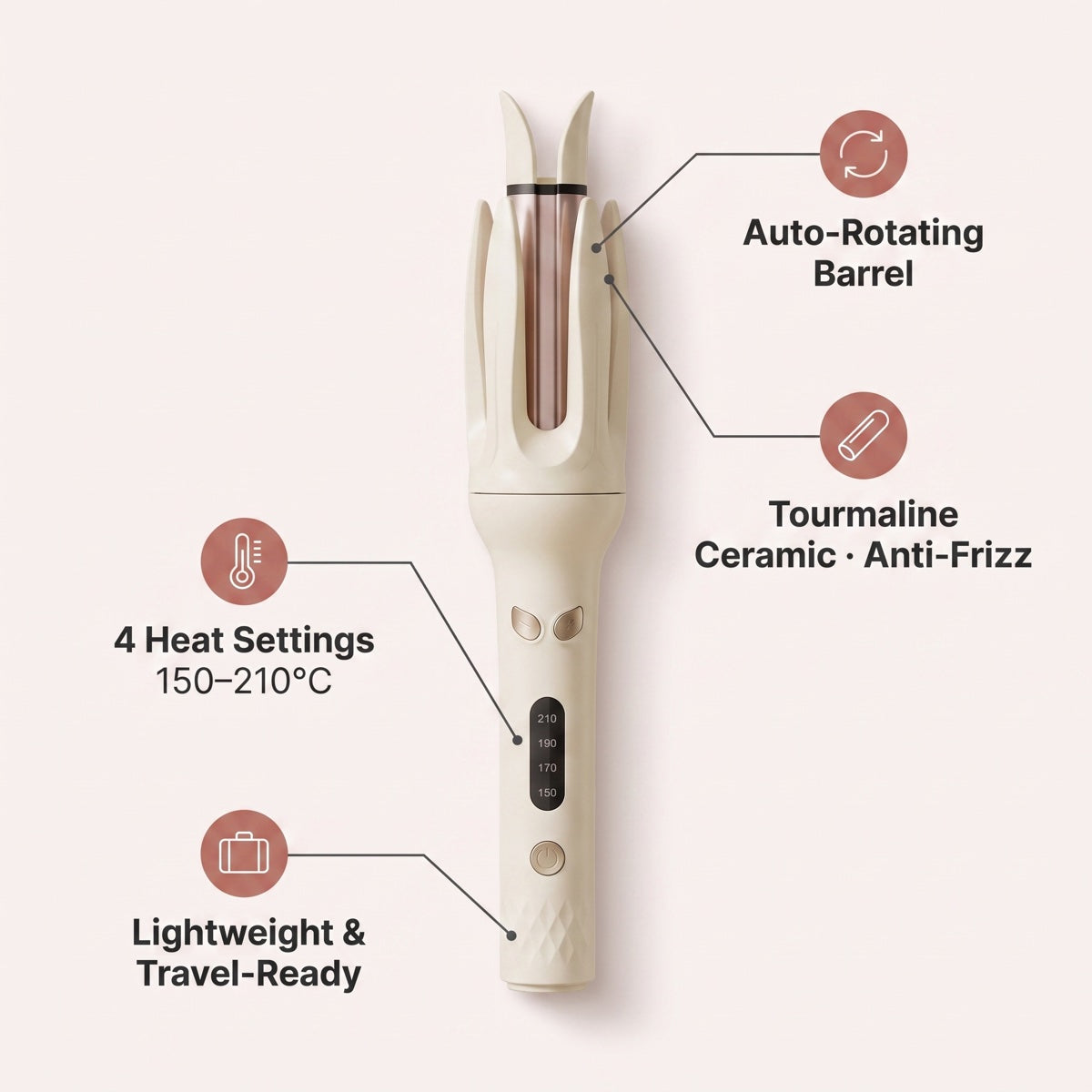 Rizador automático GlossRizz — Ondas y rizos perfectos