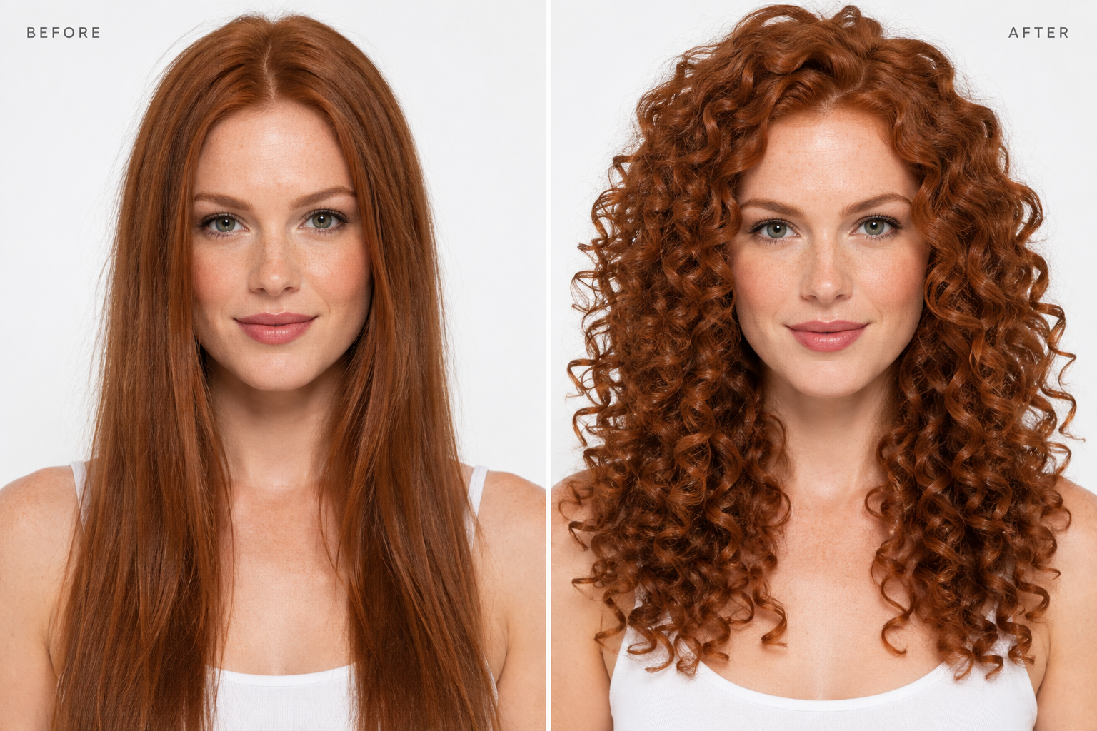 Antes y después rizos definidos